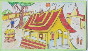 TEMPEL IN LAOS Jedes laotische Dorf hat, abhängig vonseiner Größe, einen oder mehrere Tempel. Diesesind sehr farbenfroh gestaltet, üblicherweise ingoldenen und gelben Farben. Sie sind Ort desGebets und Respekts für Buddhisten. In denTempeln leben Mönche und Novizen, welchetypisch in orange und gelb gekleidet sind. JedenMorgen ziehen sie durch die Straßen derDörfer, um ihr Frühstück und Mittagessen inForm von Almosen zu sammeln. Auf ein Abendessenwird verzichtet. Den restlichen Tag verbringendie Mönche und Novizen in den Tempelnum zu beten.